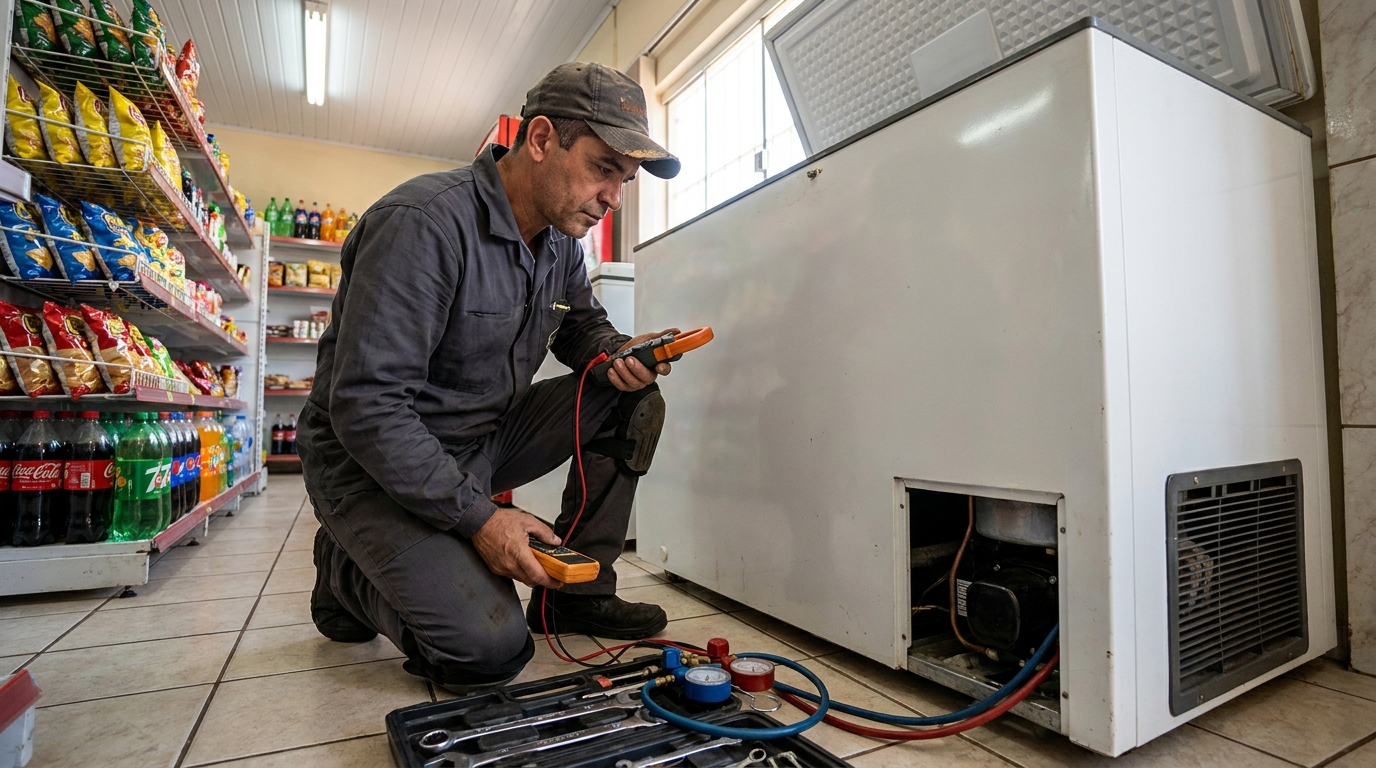 Reparo na placa eletrônica do freezer em Canoas‑RS